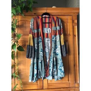 Vintage Ces Femme Multicolor Floral Boho Cárdigan Kimono Small